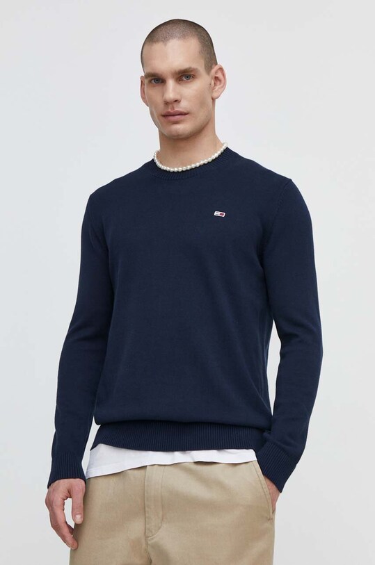 Бавовняний светр Tommy Jeans бавовна темно-синій DM0DM18895