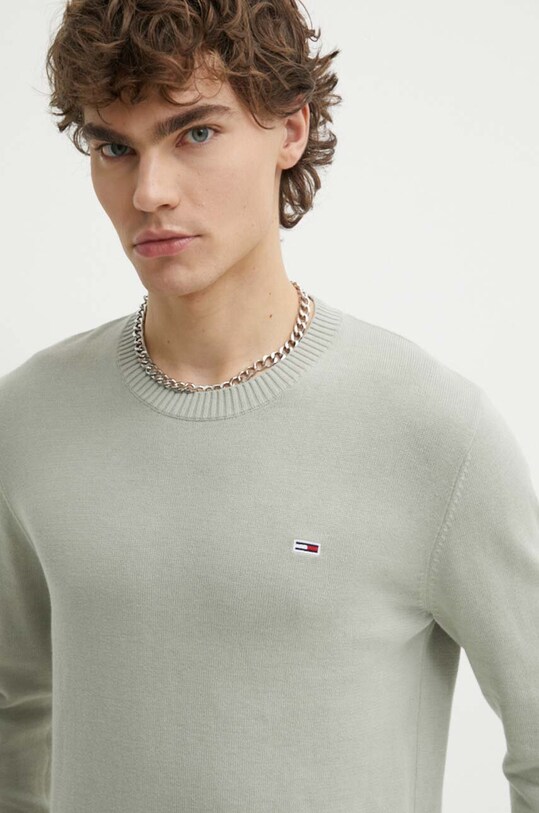 Бавовняний светр Tommy Jeans зелений DM0DM18895