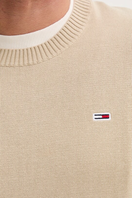 Tommy Jeans pulover de bumbac DM0DM18895 bej
