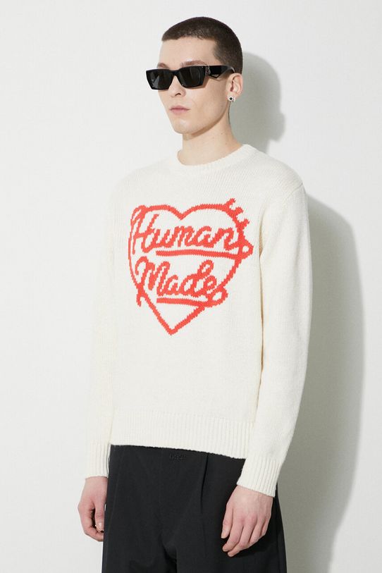 Вовняний светр Human Made Low Gauge Knit Sweater бежевий HM27CS038