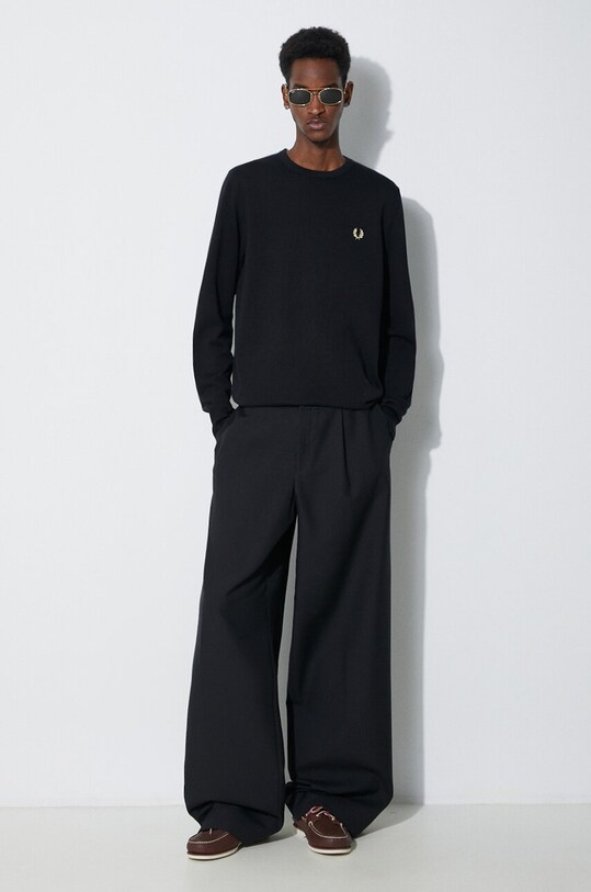 Fred Perry wool jumper Classic Crew Neck Jumper K9601.198 black AA00
