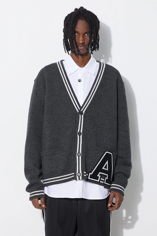 Μάλλινη ζακέτα AMBUSH A Patch Knit Cardigan εφαρμογή γκρί BMHB003S24KNI0010710