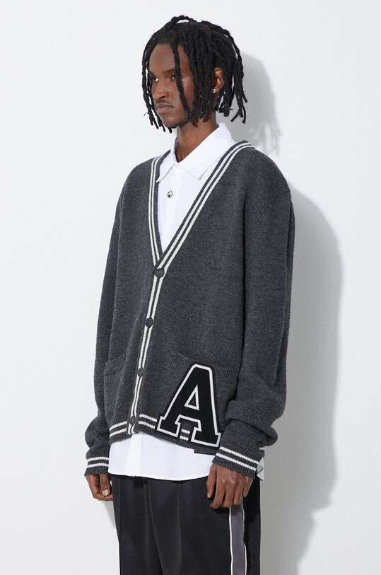 Vlněný svetr AMBUSH A Patch Knit Cardigan šedá BMHB003S24KNI0010710