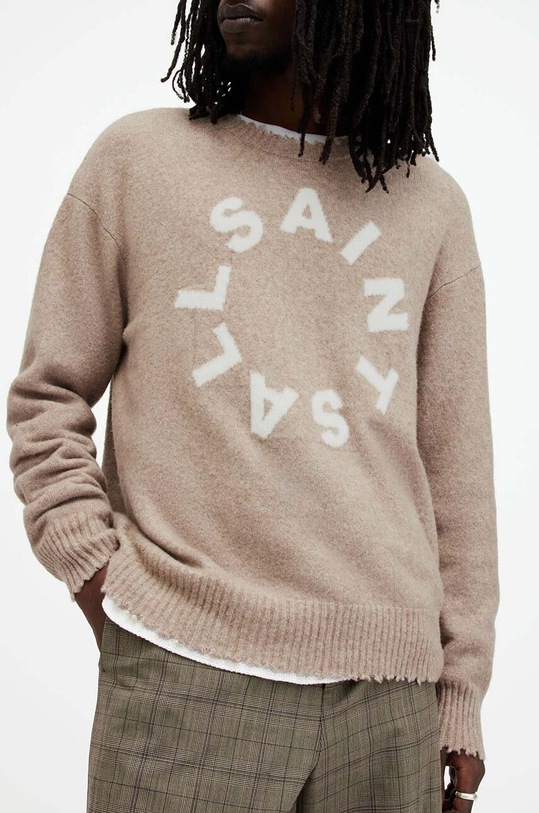 AllSaints sukienka z wełną TIAGO MK011KA beżowy SS24