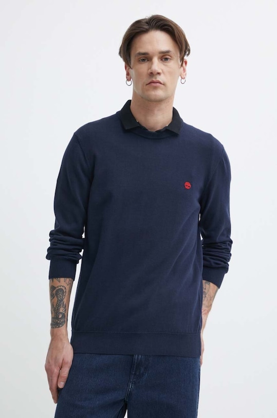 Памучен пуловер Timberland памук тъмносин TB0A2BMM4331