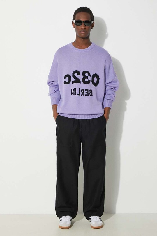 Вълнен пуловер 032C Selfie Sweater SS24.K.1011 виолетов SS24