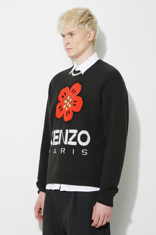 Шерстяной свитер Kenzo Boke Flower Jumper чёрный FD65PU4273LD.99J