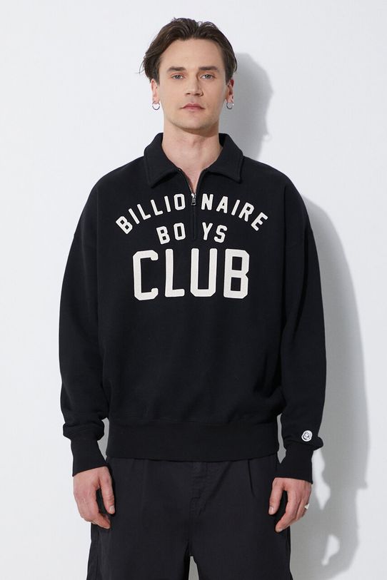 Bavlněná mikina Billionaire Boys Club Collared Half Zip Sweater nášivka černá B24125
