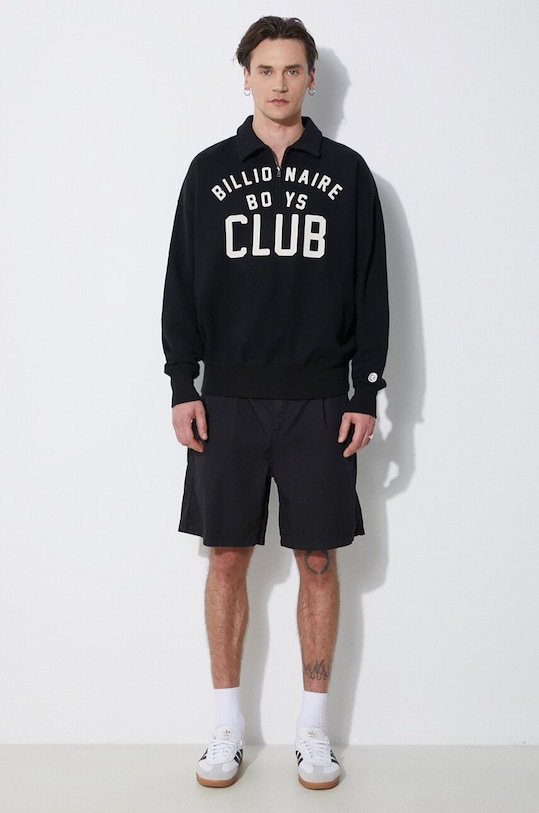 Bavlněná mikina Billionaire Boys Club Collared Half Zip Sweater B24125 černá SS24