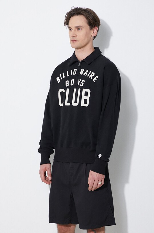 Бавовняна кофта Billionaire Boys Club Collared Half Zip Sweater чорний B24125