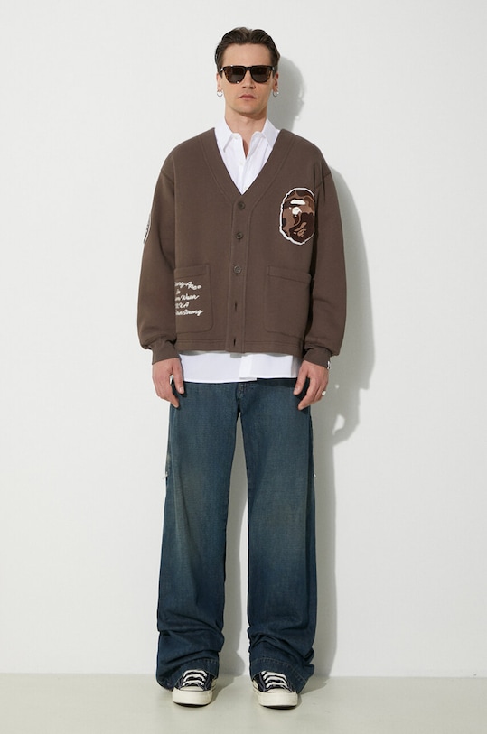 A Bathing Ape bluza College Badges Sweat Cardigan 1J80113063 brązowy SS24