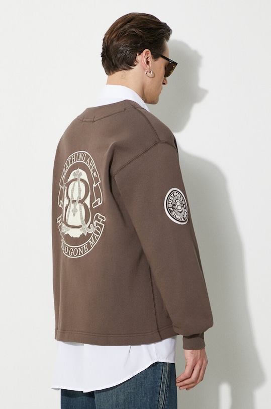 Odzież A Bathing Ape bluza College Badges Sweat Cardigan 1J80113063 brązowy