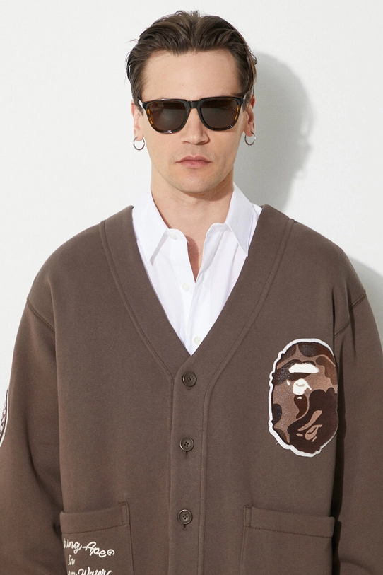 Суичър A Bathing Ape College Badges Sweat Cardigan 1J80113063 кафяв