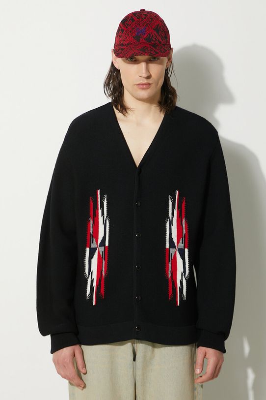 Вълнена жилетка Needles V Neck шарен черен OT268