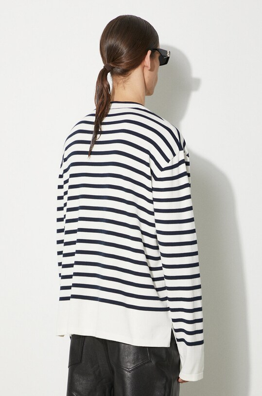 Oblečení Bavlněný svetr Maison Kitsuné Fox Head Intarsia Comfort Striped Jumper MM00803KT1102 námořnická modř