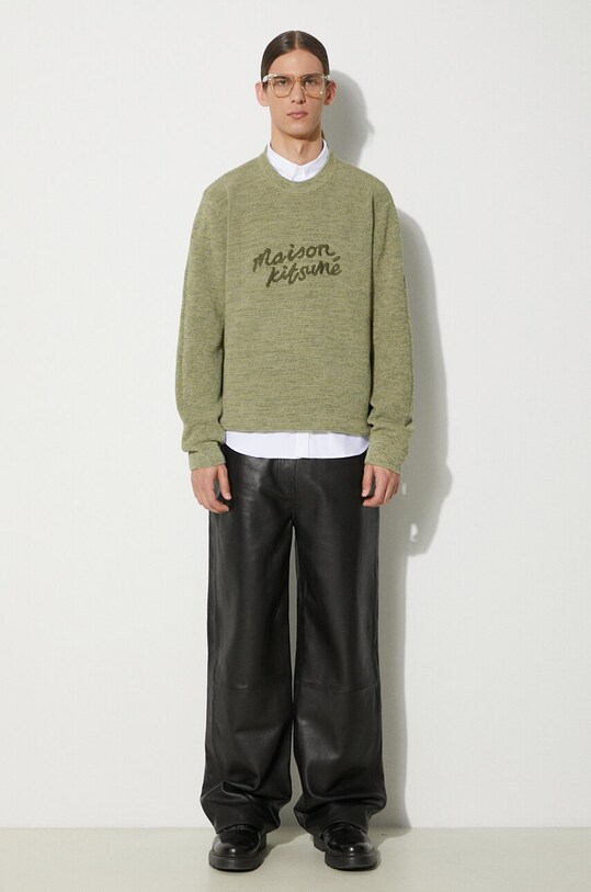 Maison Kitsuné cotton jumper Handwriting Comfort Jumper MM00807KT1108 green SS24