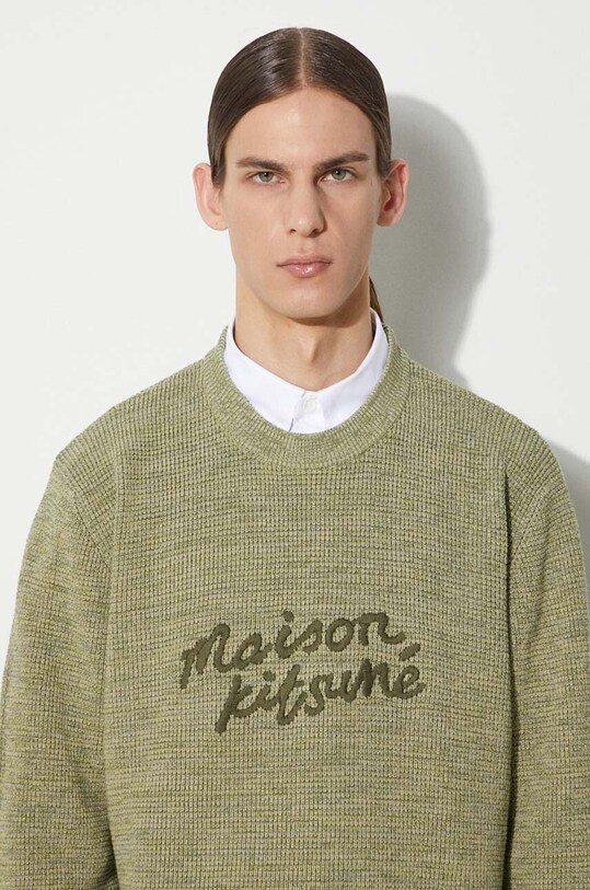 Maison Kitsuné cotton jumper Handwriting Comfort Jumper MM00807KT1108 green
