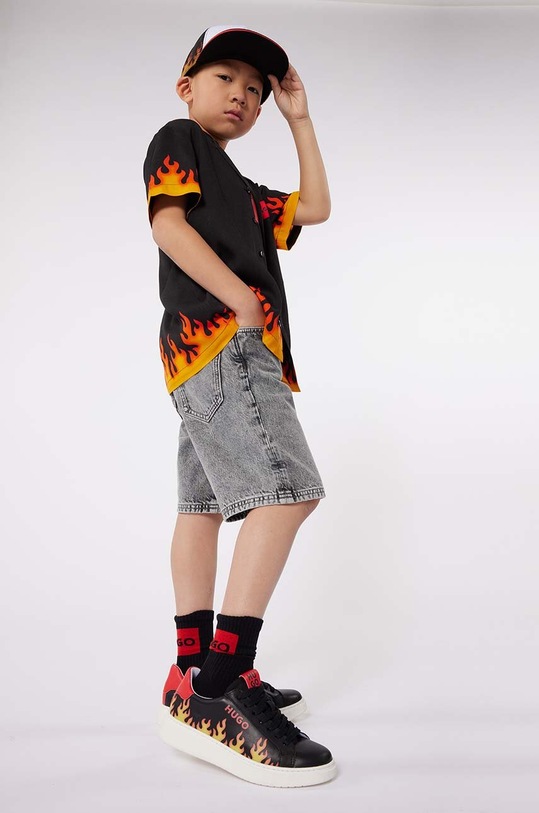 Παιδικό σορτς τζιν HUGO casual γκρί G00130.