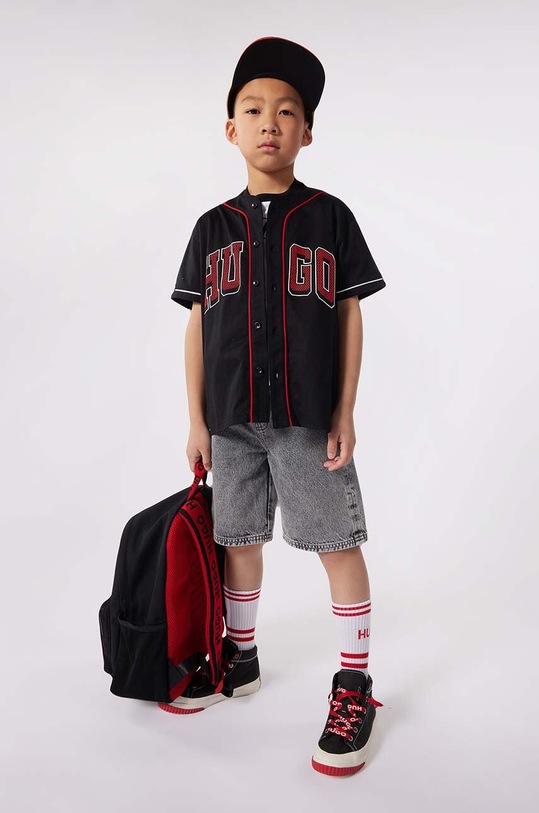 Παιδικό σορτς τζιν HUGO γκρί G00130.