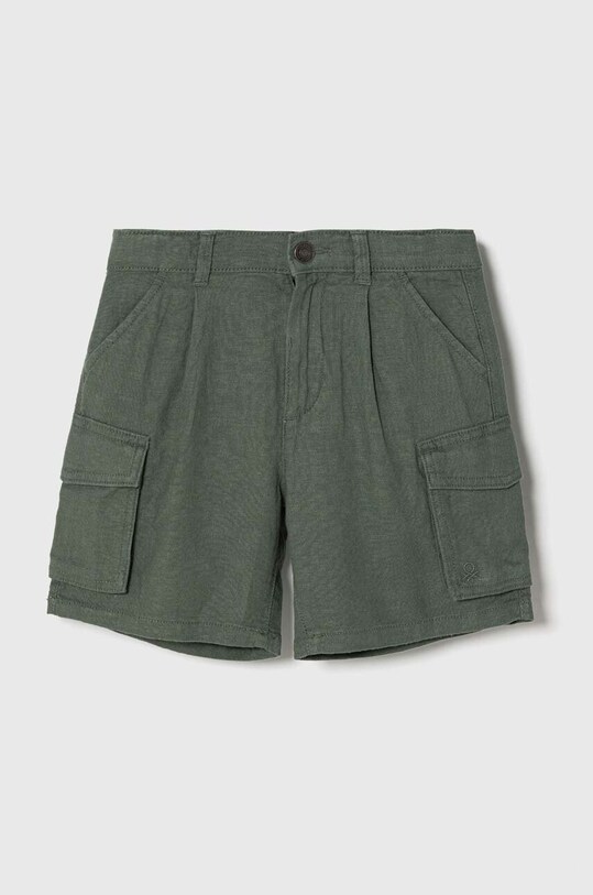 Детские льняные шорты United Colors of Benetton casual зелёный 424RG9024.P.Seasonal