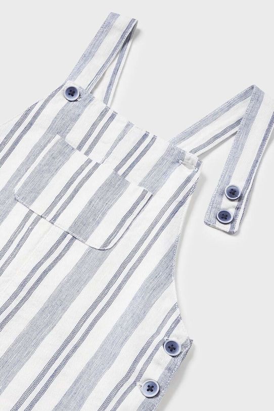 Chlapec Nohavice na traky pre bábätká s prímesou ľanu Mayoral 1645.3E.Baby.PPYH tmavomodrá