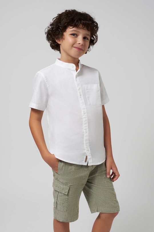 Dětské šortky s příměsí lnu Mayoral směs zelená 6285.7D.Junior.PPYH