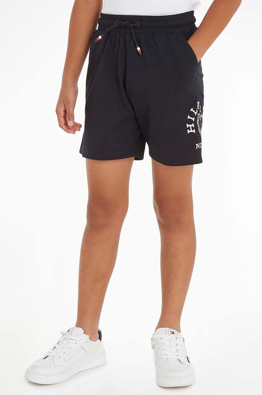 Dječje pamučne kratke hlače Tommy Hilfiger Planet friendly crna KB0KB09002.98.122.PPYH