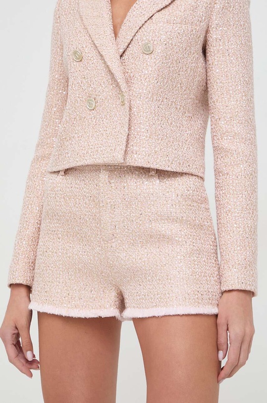 Twinset szorty z domieszką wełny aplikacja różowy 241TP2424