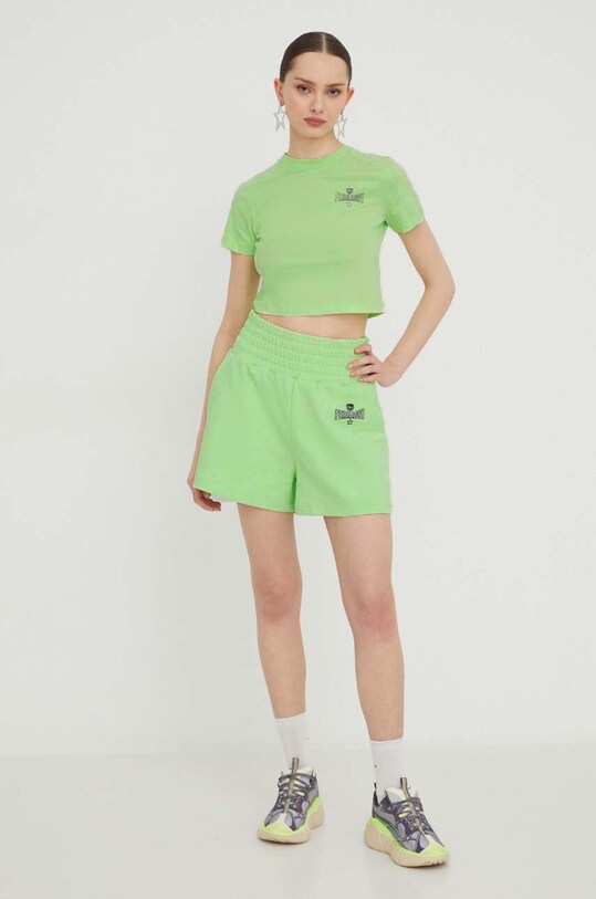 Chiara Ferragni pantaloni scurti din bumbac 76CBDC01 verde SS24