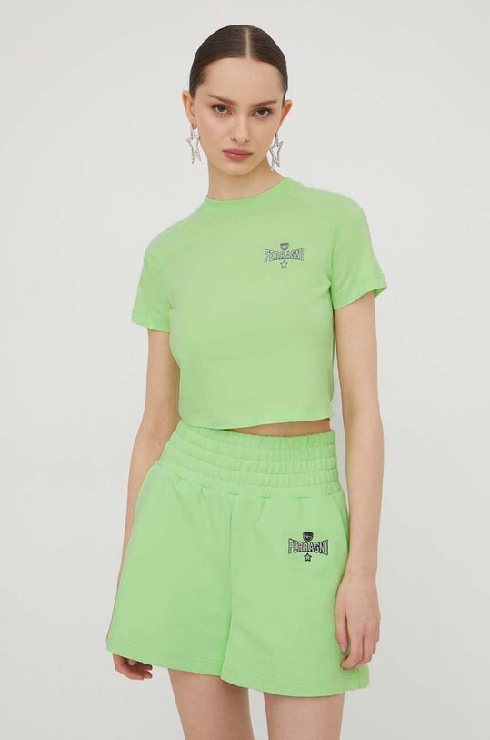 Chiara Ferragni pantaloni scurti din bumbac verde 76CBDC01