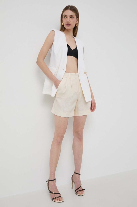 Σορτς από λινό Luisa Spagnoli 541086 μπεζ SS24