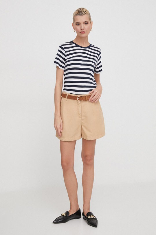 Tommy Hilfiger vászonkeverék rövidnadrág WW0WW41603 bézs SS24