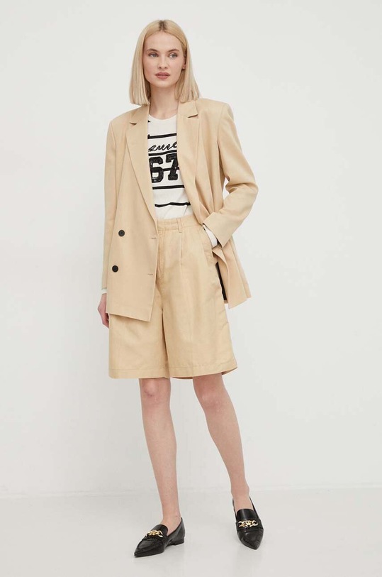 Tommy Hilfiger szorty z domieszką lnu pozostałe beżowy WW0WW41771