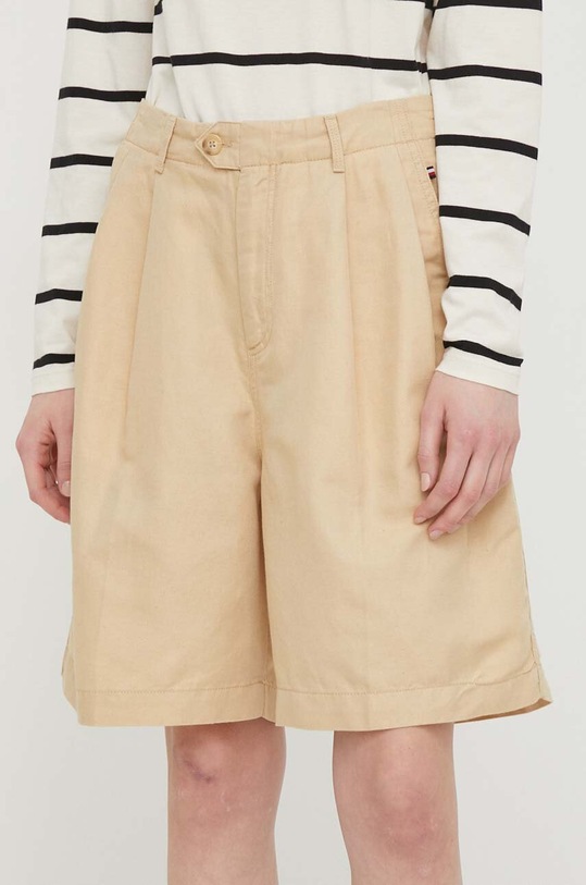 Tommy Hilfiger szorty z domieszką lnu WW0WW41771 beżowy SS24