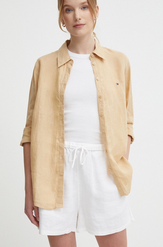 Льняные шорты Tommy Hilfiger лён белый WW0WW41376
