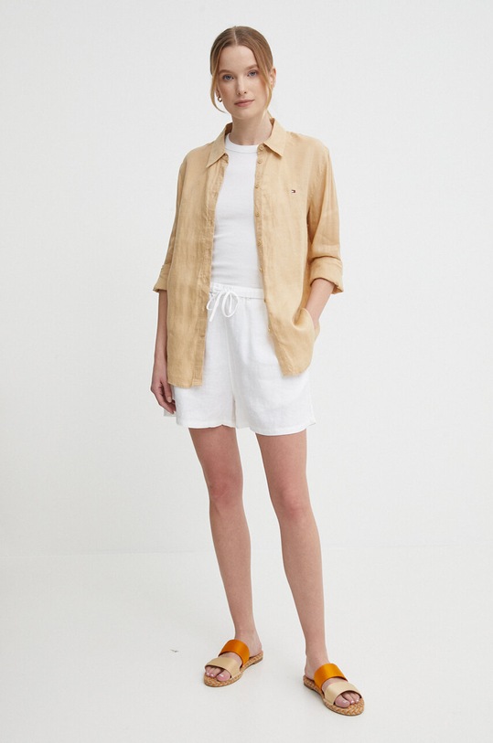 Льняные шорты Tommy Hilfiger WW0WW41376 белый SS24