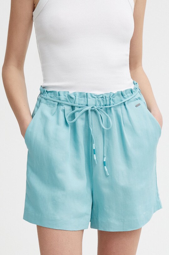 Lanene kratke hlače Pepe Jeans MARTA tkanina tirkizna PL801099