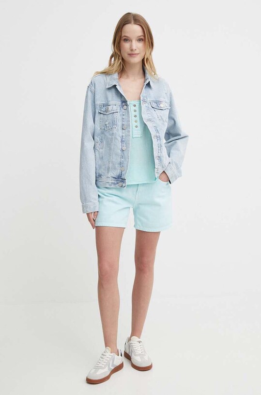 Pepe Jeans pantaloni scurti jeans PL801108YH1 turcoaz SS24