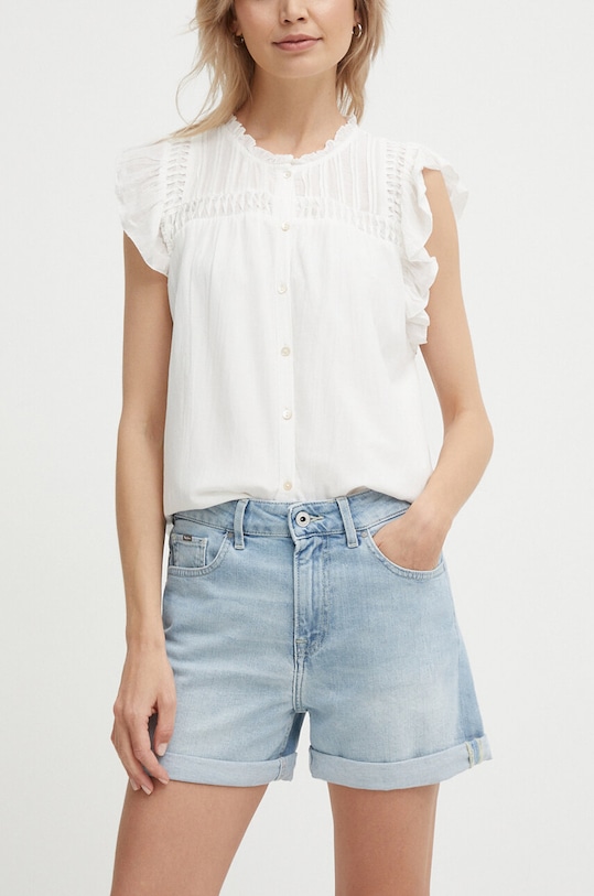 Pepe Jeans szorty jeansowe SKINNY SHORT HW pozostałe niebieski PL801121PF6