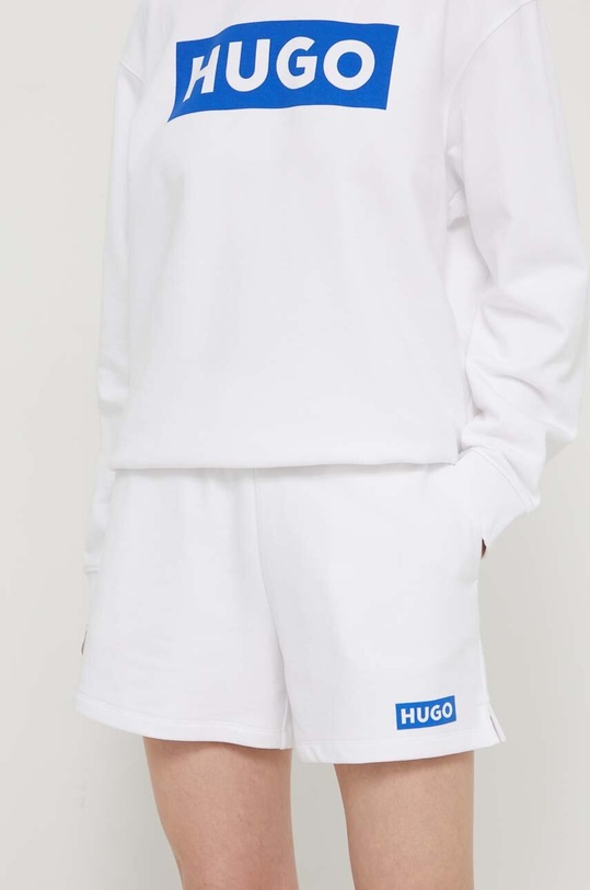 HUGO Blue szorty bawełniane nadruk biały 50515824