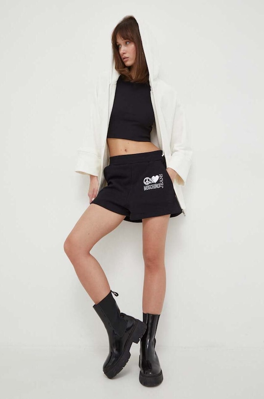 Moschino Jeans szorty bawełniane 0330.3257 czarny SS24