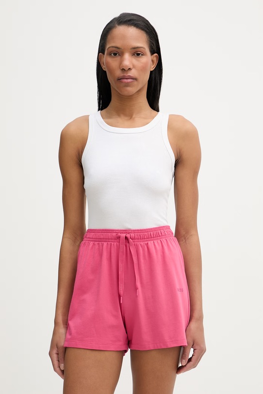 BOSS къс панталон тип анцуг дамски от памук с еластан CI_Shorts CW 50515606 розов AA00