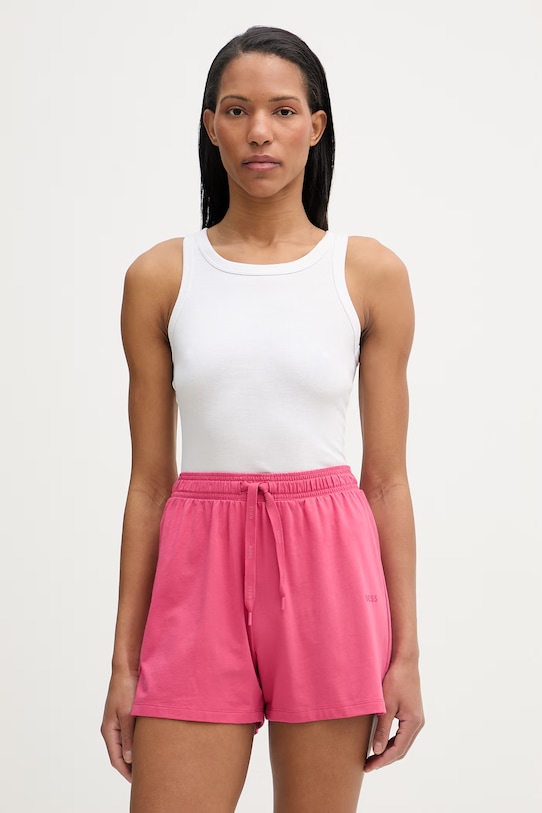 BOSS σορτς επίσημα γυναικεία από βαμβάκι με ελαστάν CI_Shorts CW 50515606 ροζ AA00