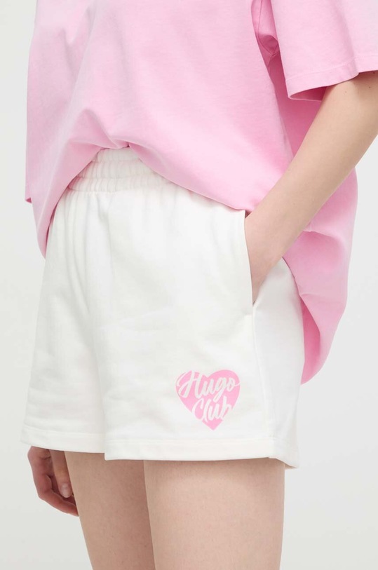 HUGO szorty bawełniane nadruk beżowy 50515164