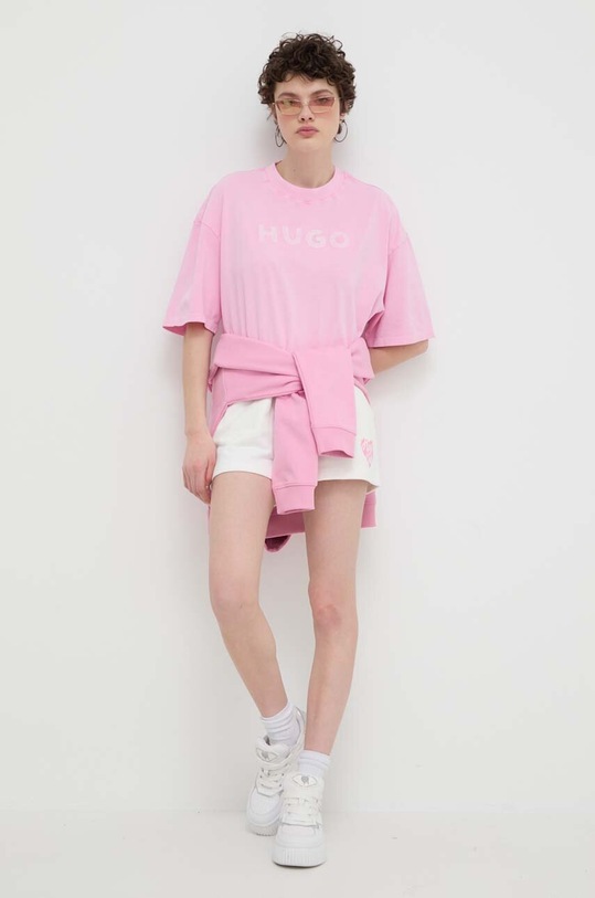 HUGO szorty bawełniane 50515164 beżowy SS24