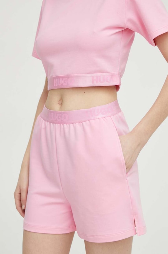 HUGO pantaloni scurți de lounge tricotaj roz 50520498
