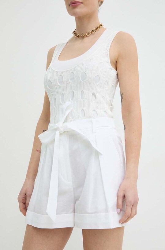 Šortky s prímesou ľanu Pinko s prímesou ľanu biela 101924.A1LC
