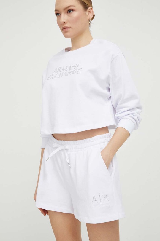 Bavlněné šortky Armani Exchange high bílá 3DYS89.YJFHZ