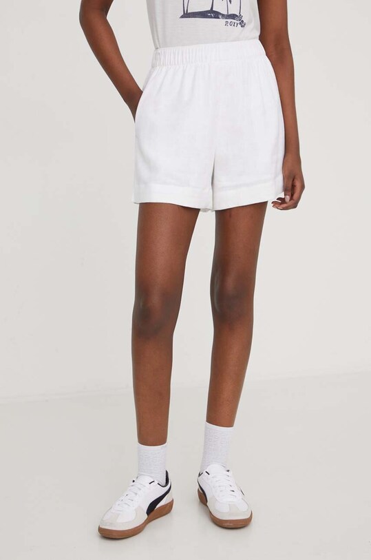 Abercrombie & Fitch szorty lniane tkanina beżowy KI149.4211.100