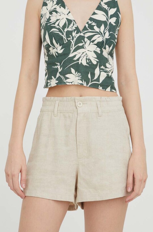 Plátěné kraťasy Hollister Co. high béžová KI349.4055.400